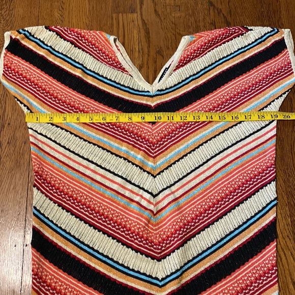 Venus Small V Neck/V Back Striped with Shimmer Detail Short Sleeve Sweater - Picture 3 of 7